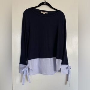 Loft Navy and Blue and White Stripe Women's Top